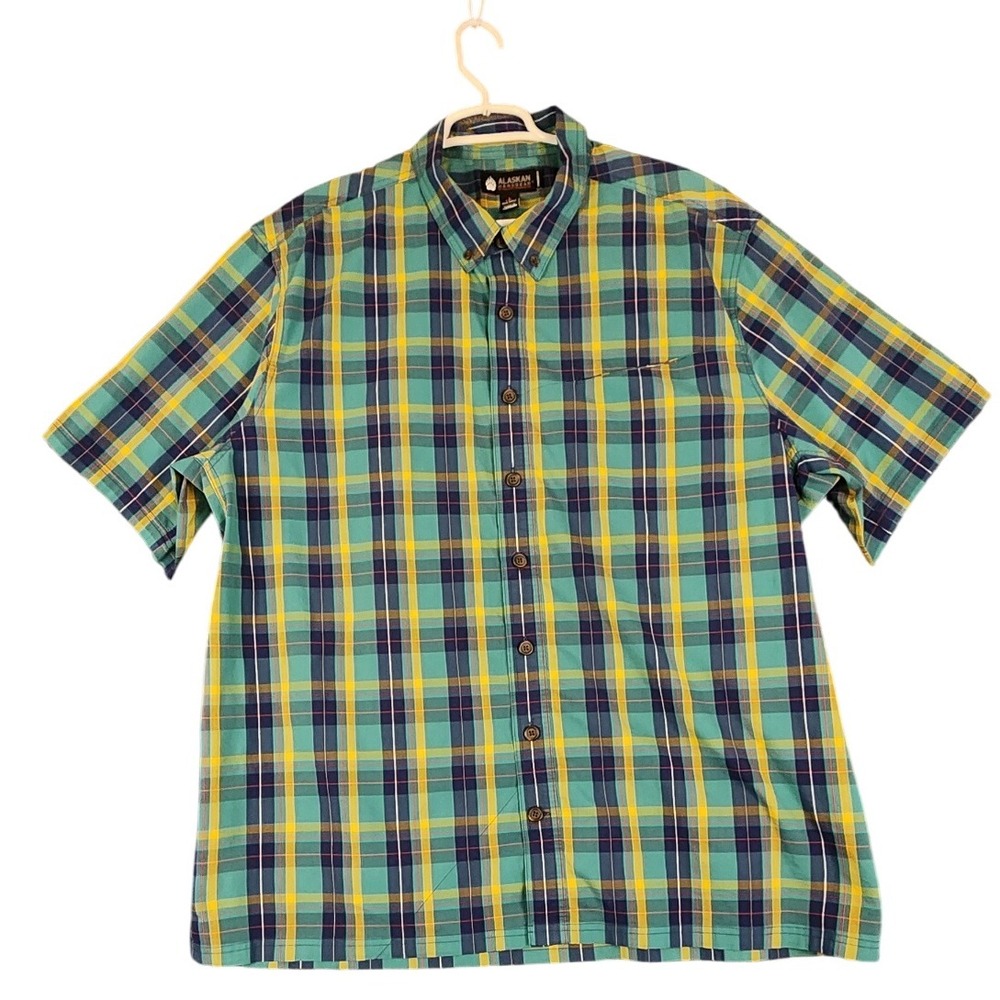 Alaskan Hardgear Mens 2XL‎ Tall Plaid Short Sleeve Button Up Camp Shirt
